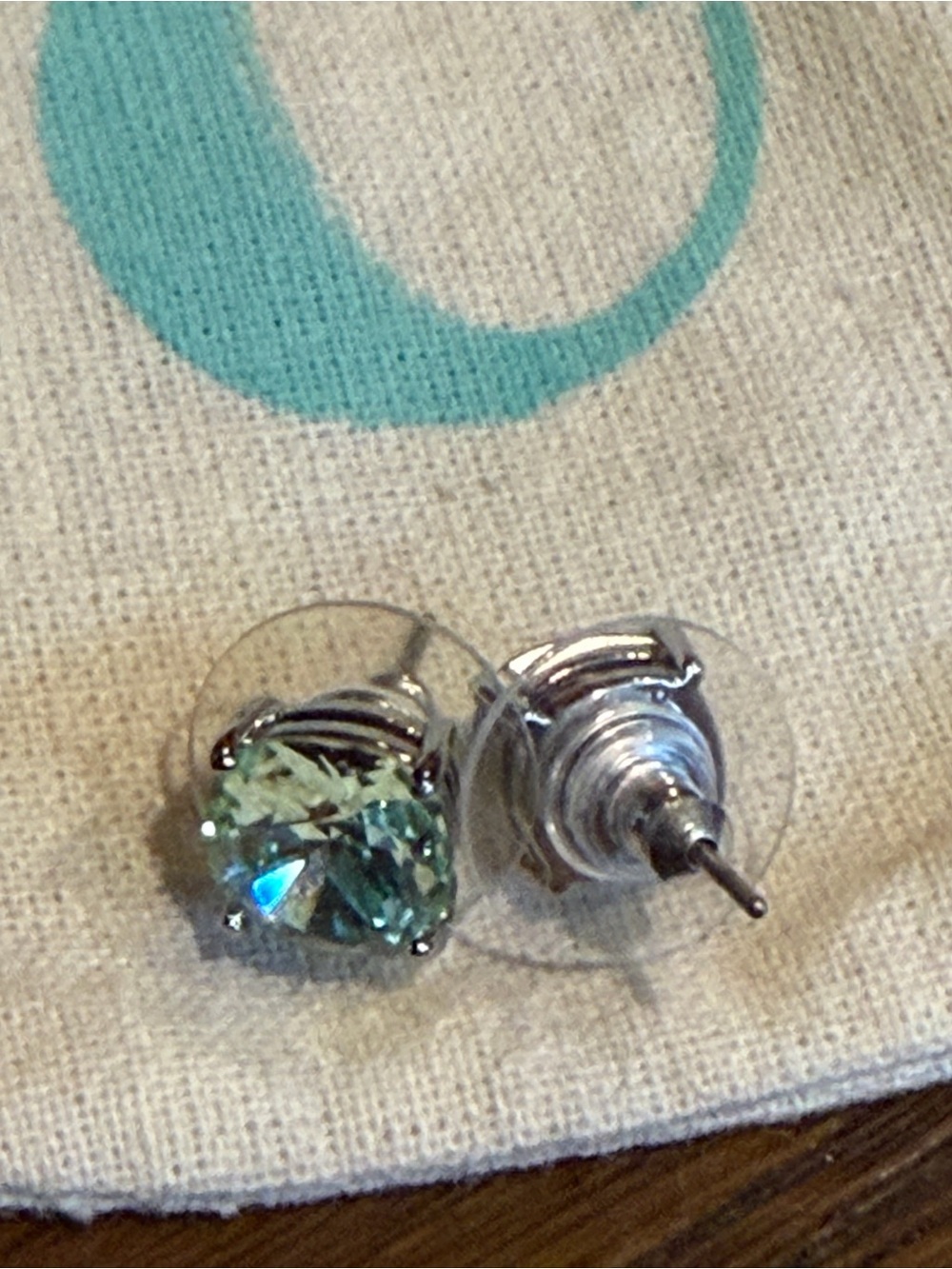 Origami Owl Aqua-Green Crystal Stud Earrings